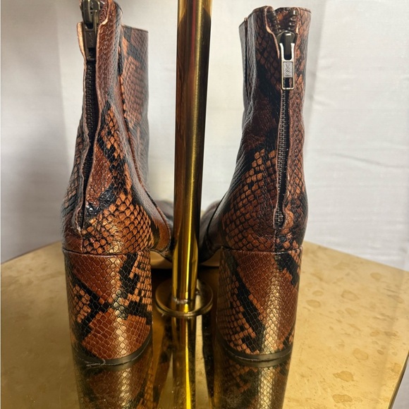 J. Crew Brown and Black Ankle Boots with Snake Print - Picture 2 of 6